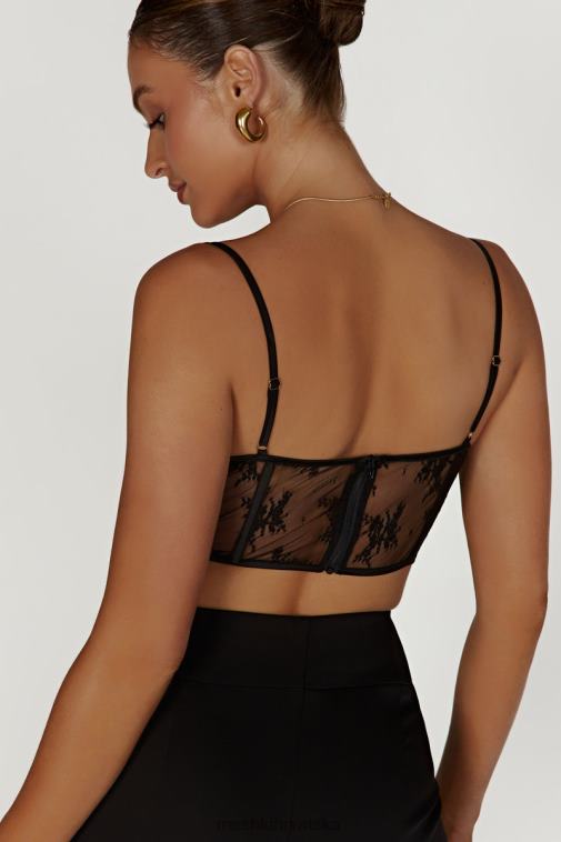 Meshki hattie gornji dio korzeta od satena i čipke XH4NH978 odjeća crno