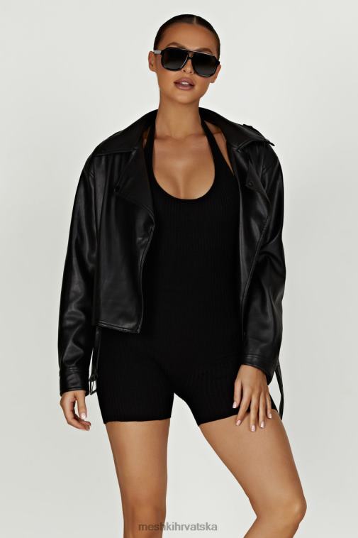 Meshki kirby jakna od umjetne kože XH4NH1633 odjeća crno