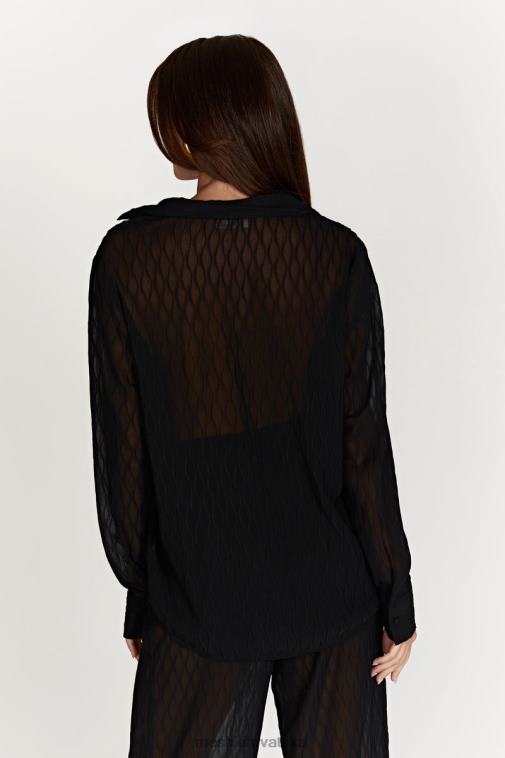 Meshki karla oversized košulja s valovima XH4NH1221 odjeća crno