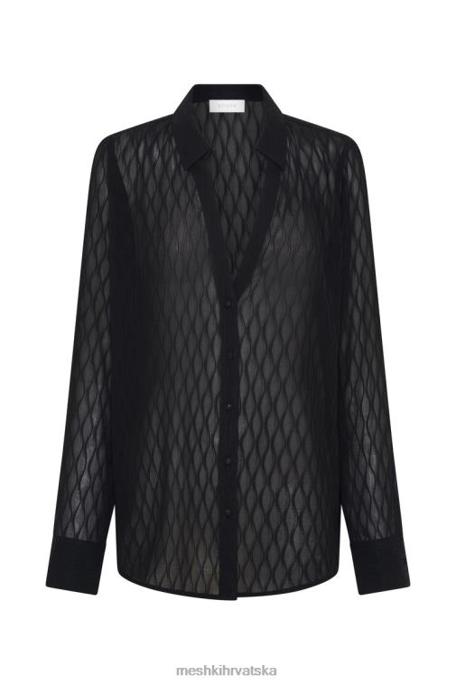 Meshki karla oversized košulja s valovima XH4NH1221 odjeća crno