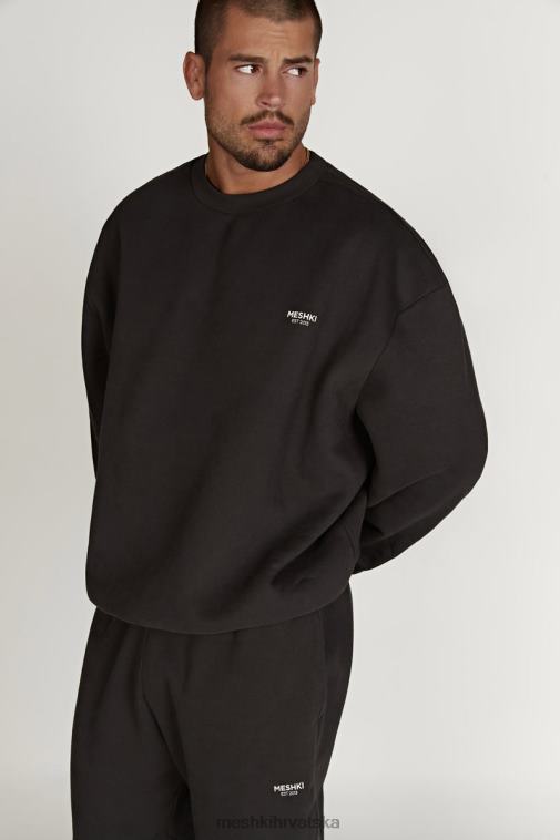 Meshki phoenix veliki džemper s okruglim izrezom XH4NH809 odjeća sumrak crn