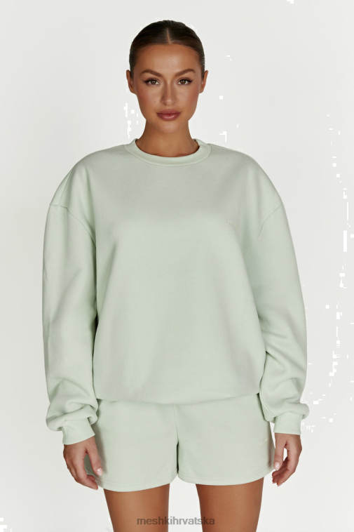 Meshki phoenix veliki džemper s okruglim izrezom XH4NH932 odjeća svijetla kadulja