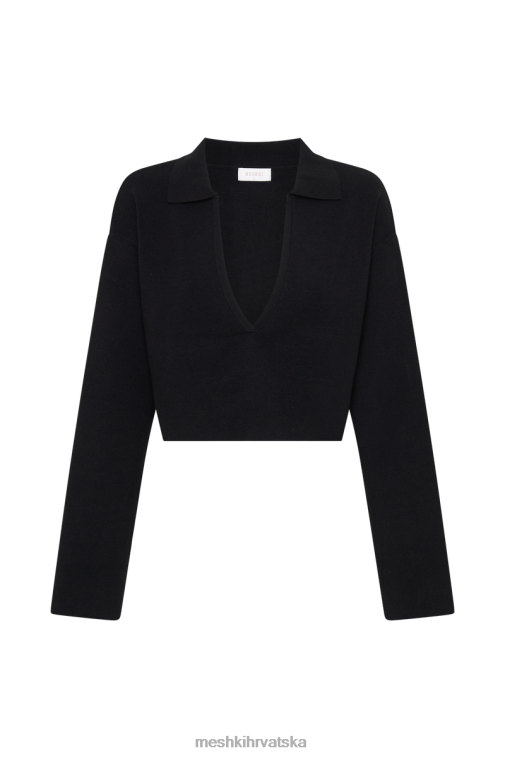 Meshki pleteni džemper s lennox ovratnikom XH4NH913 odjeća crno
