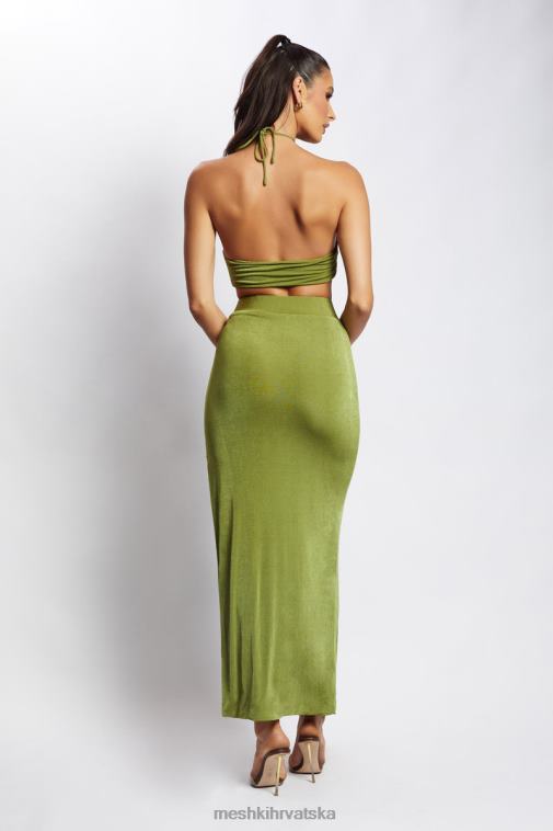 Meshki alizeh skraćeni top s naborima XH4NH1203 odjeća zelena