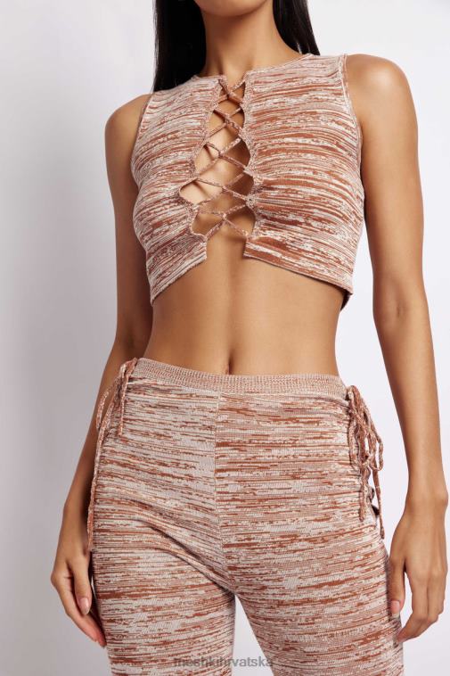 Meshki angelica pleteni crop top XH4NH1109 odjeća smeđa svemirska boja