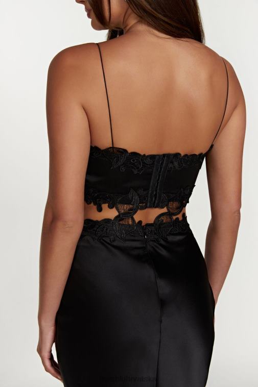 Meshki anika micro crop top s čipkom XH4NH1033 odjeća crno