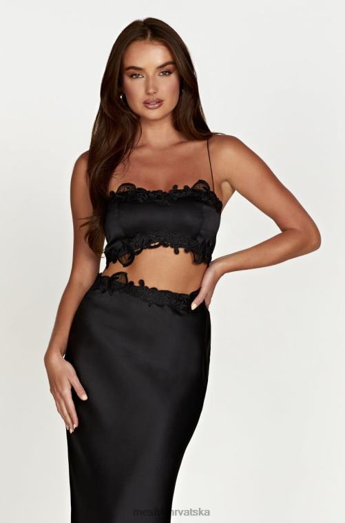 Meshki anika micro crop top s čipkom XH4NH1033 odjeća crno