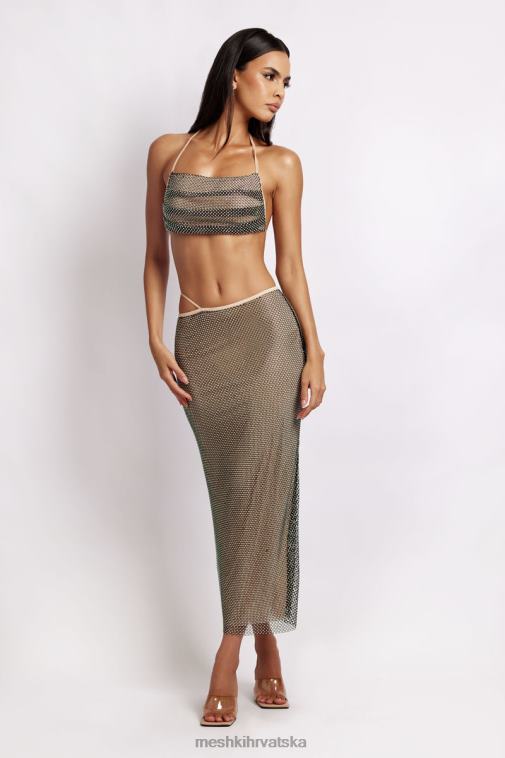 Meshki casey mesh diamante ular crop XH4NH983 odjeća prelijevajuća crna