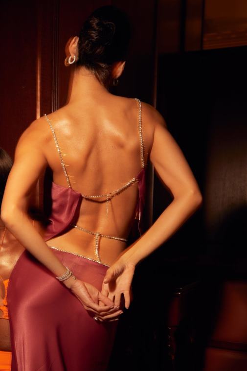 Meshki dayana kratki top ravnog kroja XH4NH1173 odjeća vino