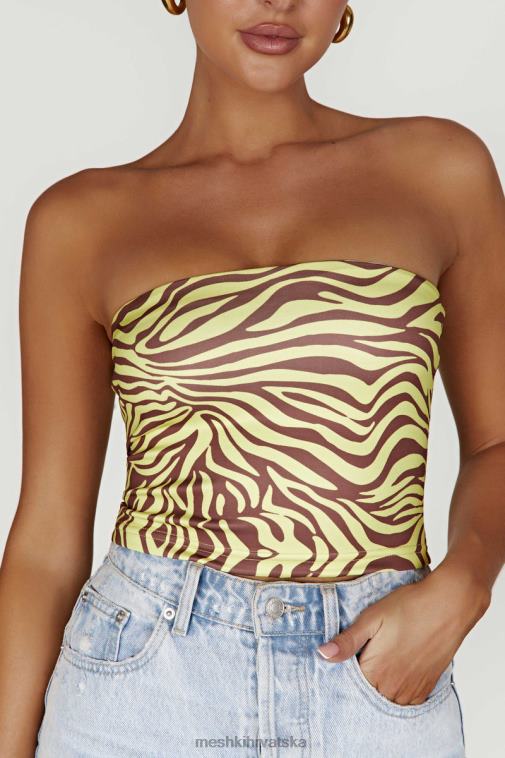 Meshki dina bandeau skraćeni top XH4NH980 odjeća zebrasti print