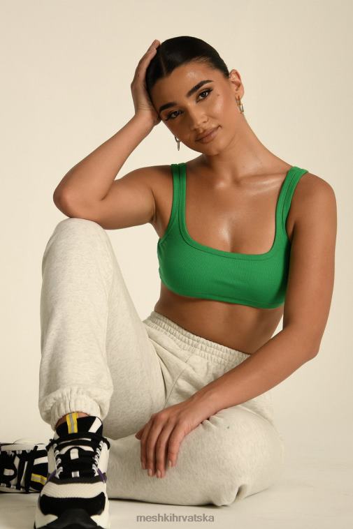 Meshki jackie skraćeni top s širokim izrezom XH4NH1157 odjeća svijetlo zeleno