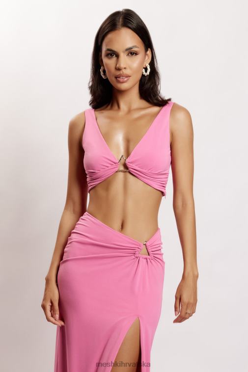 Meshki jacqui triangle hardware crop top XH4NH1185 odjeća ružičasta