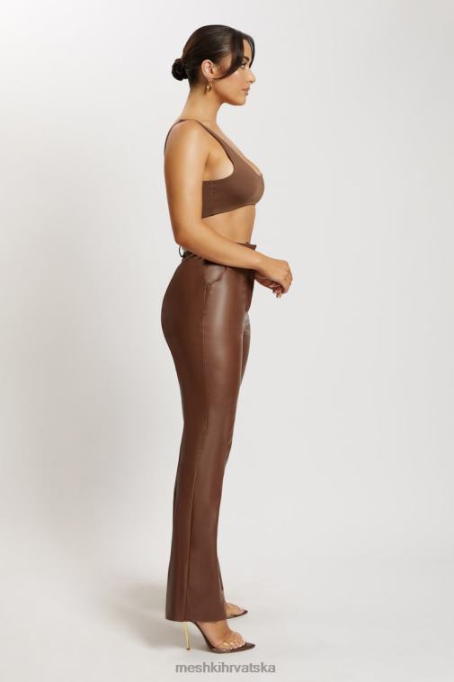 Meshki jemma super kratki top s širokim izrezom XH4NH1150 odjeća čokolada