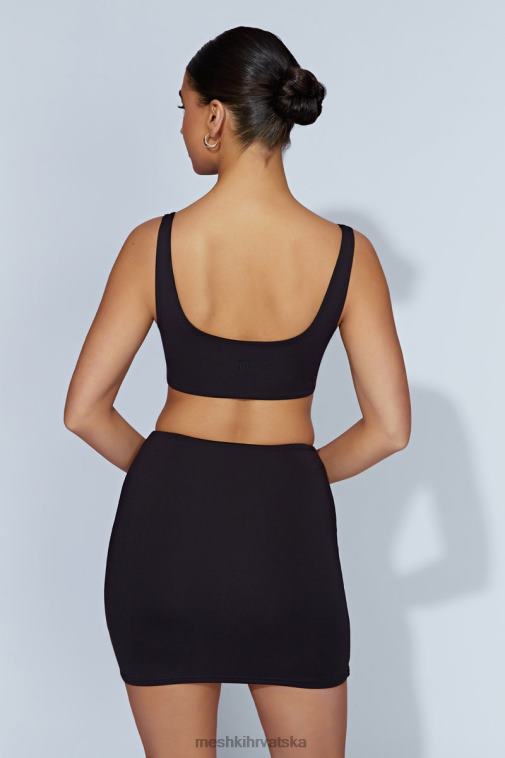 Meshki jemma super kratki top s širokim izrezom XH4NH919 odjeća crno