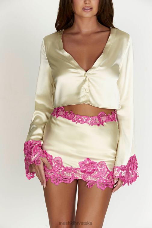 Meshki kratki top s niamh širokim rukavima i čipkom XH4NH1005 odjeća gola