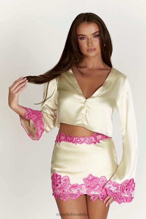 Meshki kratki top s niamh širokim rukavima i čipkom XH4NH1005 odjeća gola