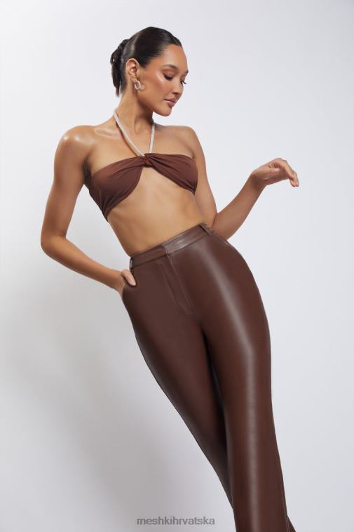 Meshki lea diamante lanac halter ovratnik kratki top XH4NH1117 odjeća čokolada