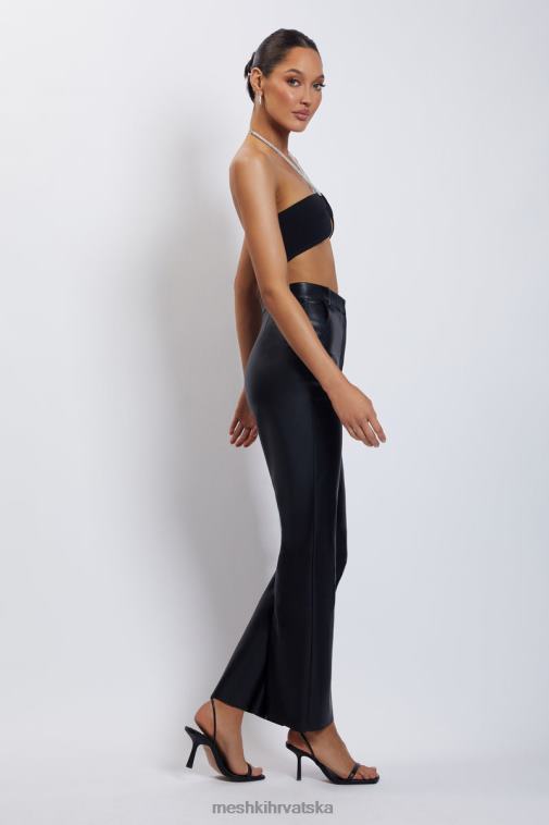 Meshki lea diamante lanac halter ovratnik kratki top XH4NH1132 odjeća crno