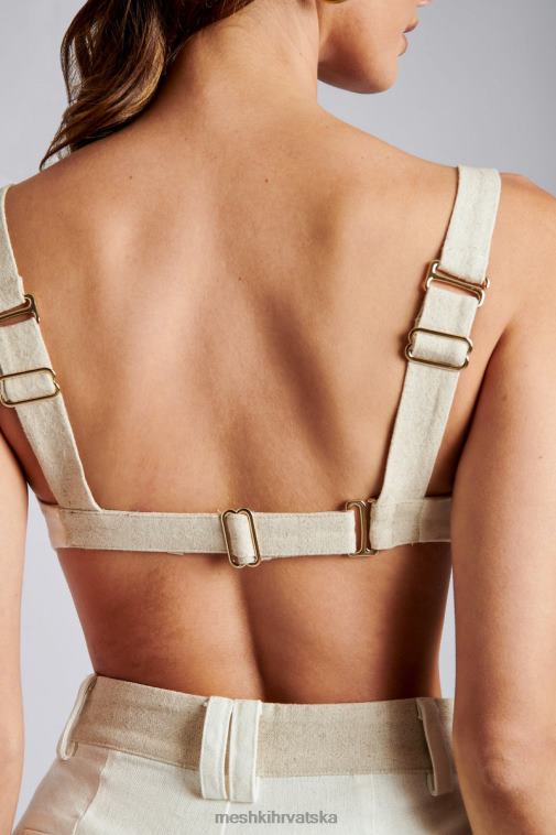 Meshki yalda platneni bustier s kontrastnom pločom XH4NH1170 odjeća bijela