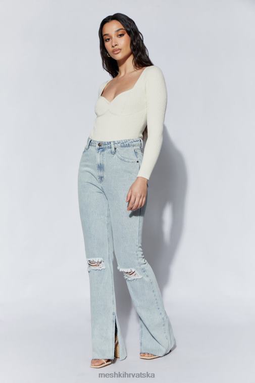 Meshki Rinna bodi s okruglim izrezom od recikliranog pletiva XH4NH1222 odjeća krema