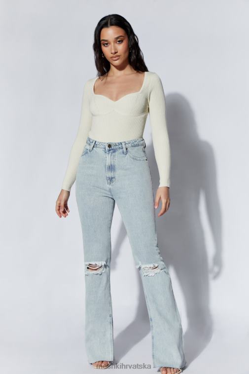 Meshki Rinna bodi s okruglim izrezom od recikliranog pletiva XH4NH1222 odjeća krema