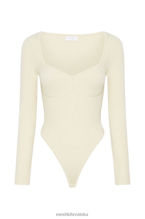 Meshki Rinna bodi s okruglim izrezom od recikliranog pletiva XH4NH1222 odjeća krema