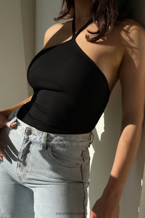 Meshki arden rebrasti bodi s halterom XH4NH979 odjeća crno