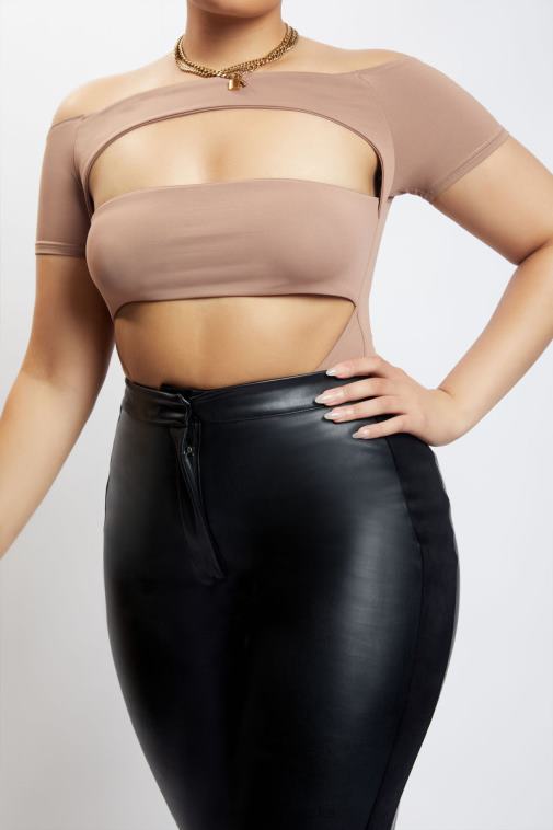 Meshki breanna izrezan bodi XH4NH1220 odjeća svijetlosmeđa