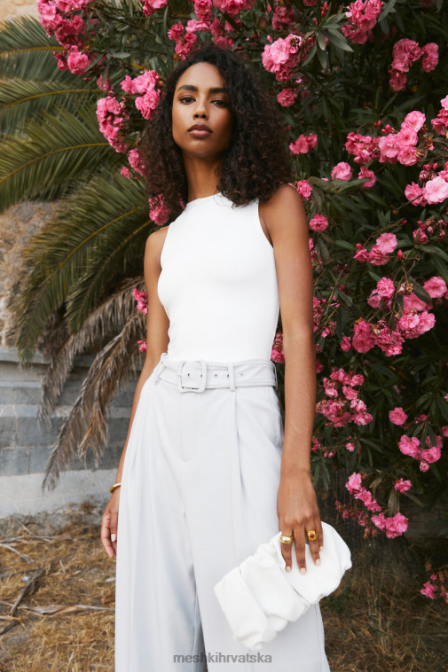 Meshki fiona bodi s niskim leđima od recikliranog najlona XH4NH777 odjeća bijela