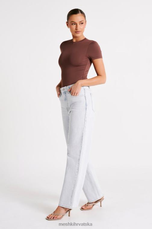 Meshki francesca bodi kratkih rukava s okruglim izrezom od recikliranog najlona XH4NH772 odjeća moka