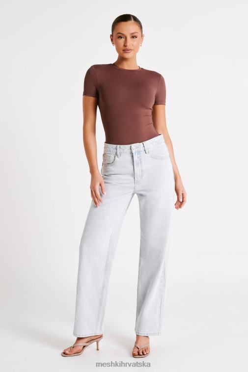 Meshki francesca bodi kratkih rukava s okruglim izrezom od recikliranog najlona XH4NH772 odjeća moka