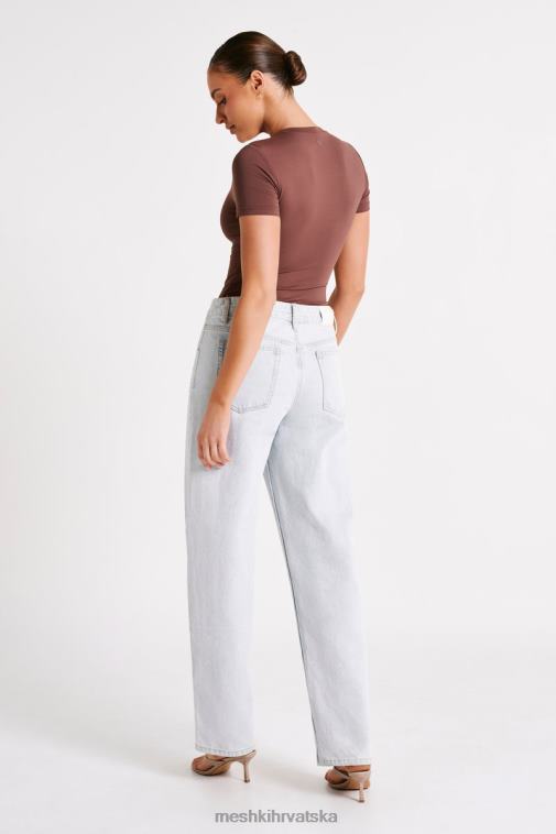 Meshki francesca bodi kratkih rukava s okruglim izrezom od recikliranog najlona XH4NH772 odjeća moka