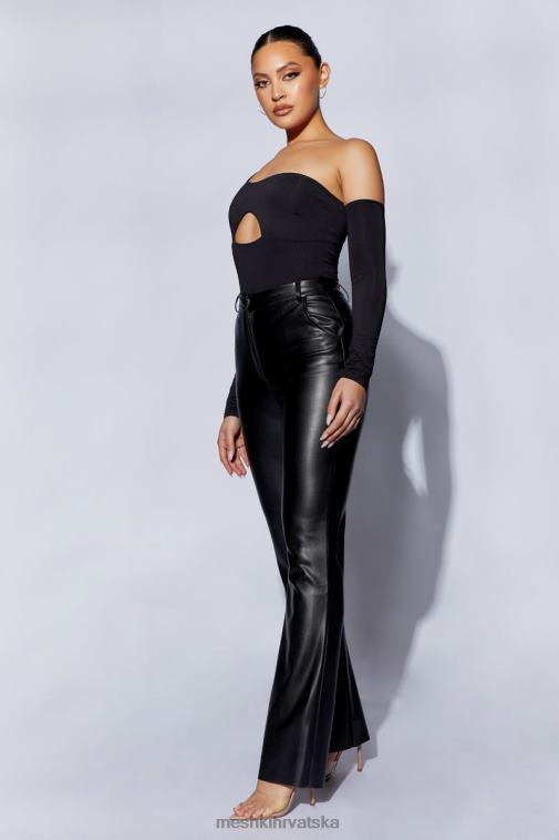 Meshki lexi izrezani bodi na jedno rame XH4NH1111 odjeća crno