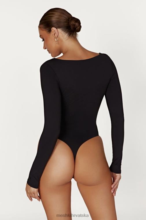 Meshki nia bodi dugih rukava s v izrezom XH4NH951 odjeća crno