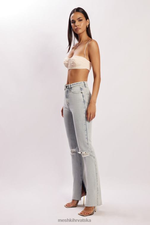 Meshki tessa mrežasta majica s nabranim šalicama XH4NH1207 odjeća krema