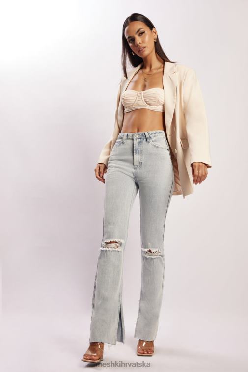 Meshki tessa mrežasta majica s nabranim šalicama XH4NH1207 odjeća krema