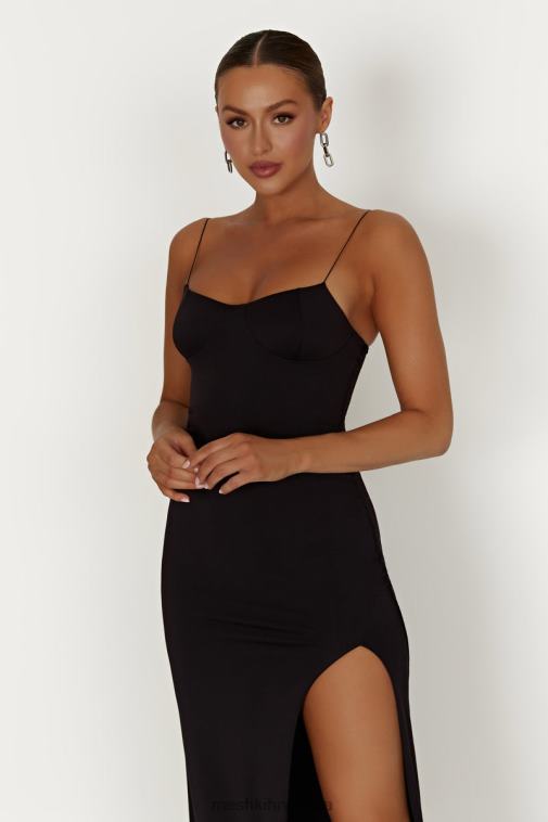 Meshki addison maksi haljina od recikliranog najlona XH4NH387 odjeća crno