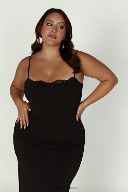 Meshki amorette maxi haljina obrubljena čipkom XH4NH287 odjeća crno