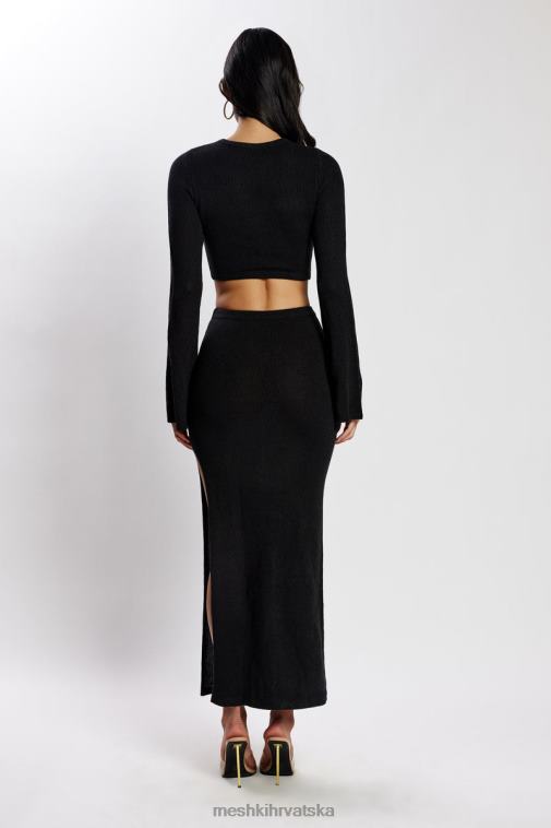 Meshki anna pletena haljina s širokim rukavima XH4NH327 odjeća crno