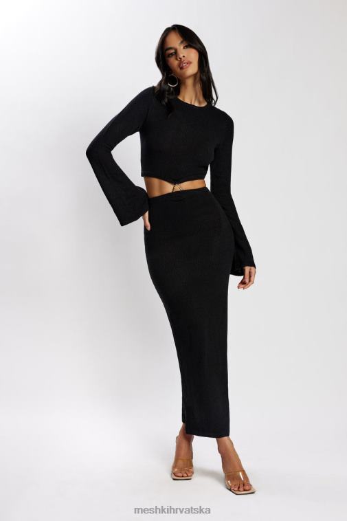 Meshki anna pletena haljina s širokim rukavima XH4NH327 odjeća crno