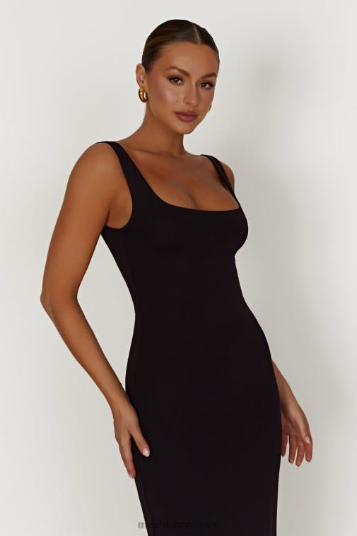 Meshki aubree maxi haljina s ribljim repom XH4NH453 odjeća crno