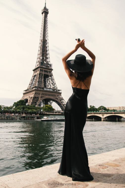 Meshki avery satenska maxi haljina s halterima XH4NH444 odjeća crno