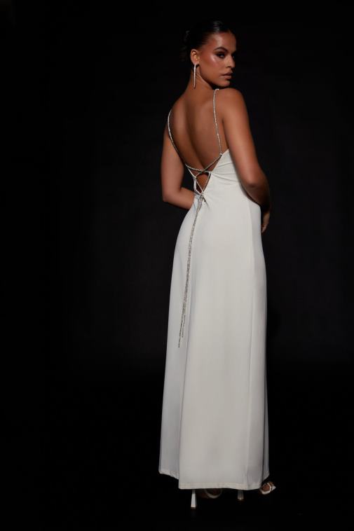 Meshki dionne criss cross diamante maxi haljina XH4NH550 odjeća kost