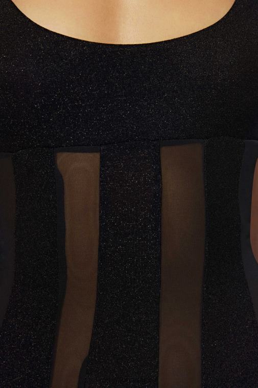 Meshki dominique obložena maksi haljina XH4NH428 odjeća crno