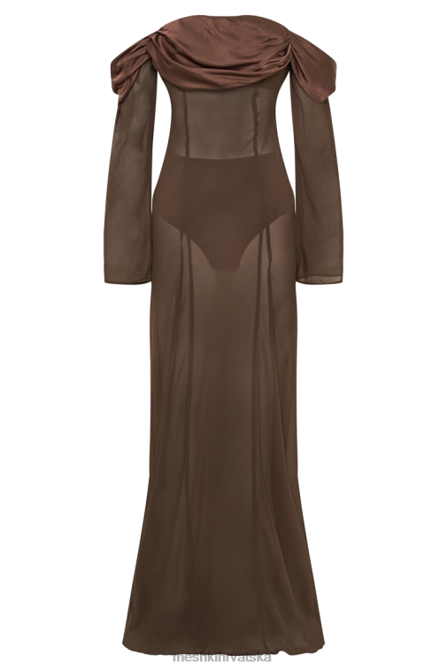 Meshki ivanna maxi haljina od šifona s otvorenim ramenima XH4NH51 odjeća moka
