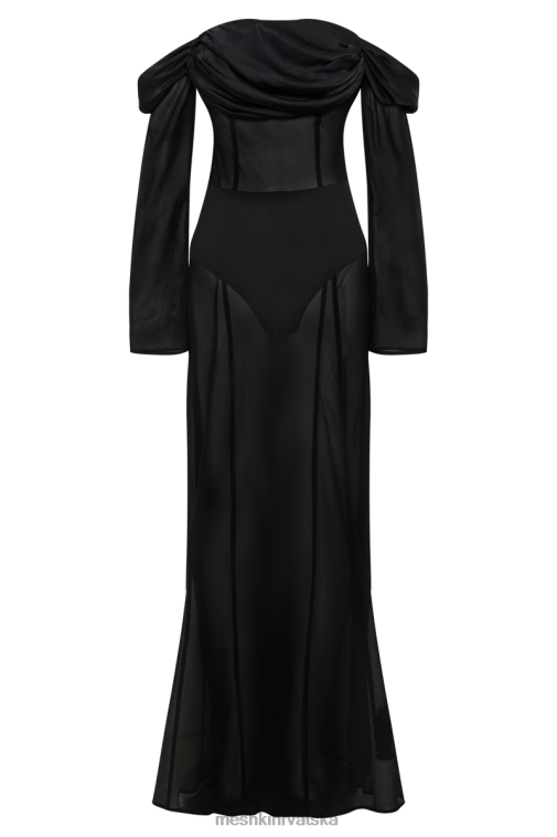Meshki ivanna maxi haljina od šifona s otvorenim ramenima XH4NH55 odjeća crno