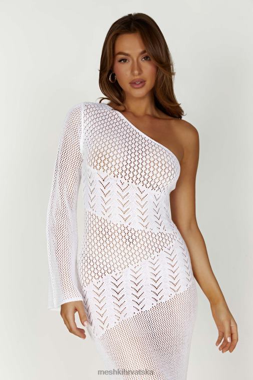 Meshki jody haljina od miješane pređe na jedno rame XH4NH457 odjeća bijela