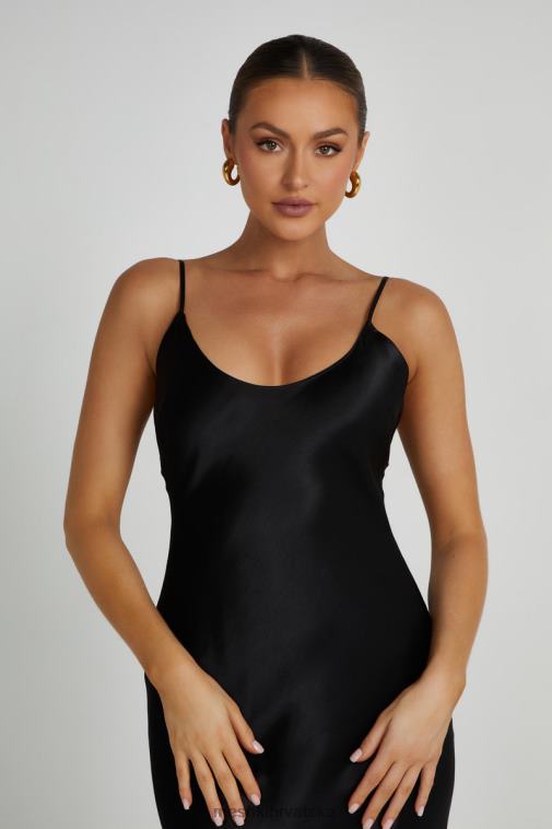 Meshki kailey maxi haljina s niskim leđima i odvojivom mašnom XH4NH190 odjeća crno