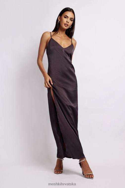 Meshki karissa maksi haljina s bočnim razrezom XH4NH532 odjeća drveni ugljen