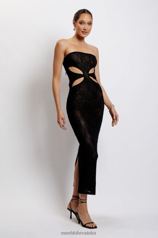 Meshki krista izrezana bandeau maxi haljina XH4NH722 odjeća crno